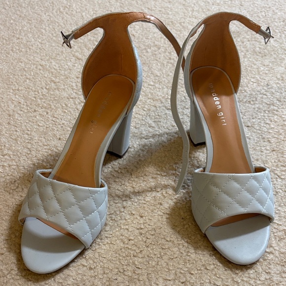 Madden Girl Shoes - Madden Girl Quilted Light Blue Block Heel Sandals